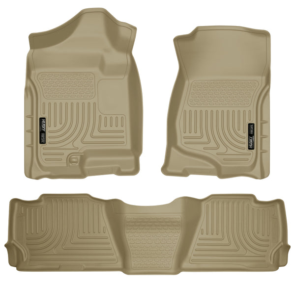 Husky Liners 07-13 GM Escalade/Suburban/Yukon WeatherBeater Tan Front & 2nd Seat Floor Liners - Bull Strap