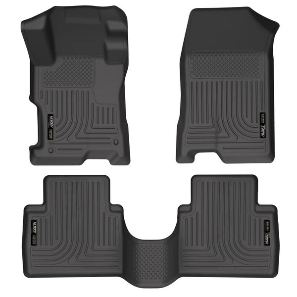 Husky Liners 08-12 Honda Accord (4DR) WeatherBeater Combo Black Floor Liners (One Piece for 2nd Row) - Bull Strap