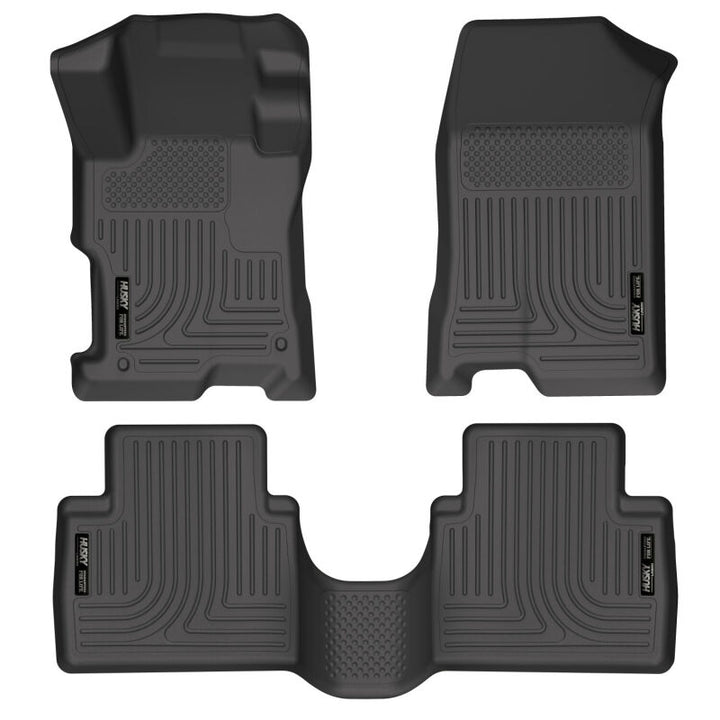 Husky Liners 08-12 Honda Accord (4DR) WeatherBeater Combo Black Floor Liners (One Piece for 2nd Row) - Bull Strap
