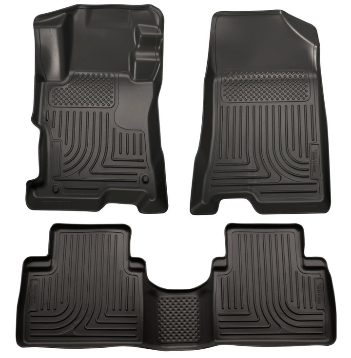 Husky Liners 08-12 Honda Accord (4DR) WeatherBeater Combo Black Floor Liners (One Piece for 2nd Row) - Bull Strap