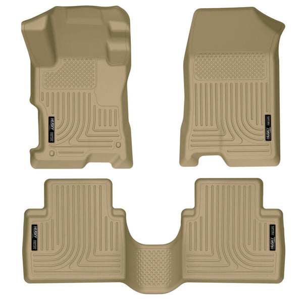 Husky Liners 08-12 Honda Accord (4DR) WeatherBeater Combo Tan Floor Liners (One Piece for 2nd Row) - Bull Strap