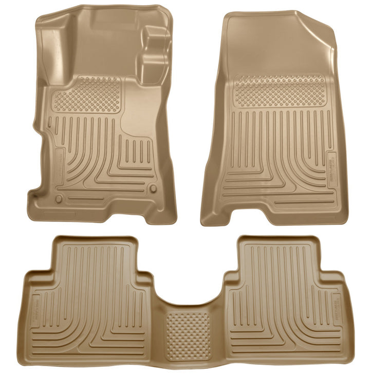 Husky Liners 08-12 Honda Accord (4DR) WeatherBeater Combo Tan Floor Liners (One Piece for 2nd Row) - Bull Strap