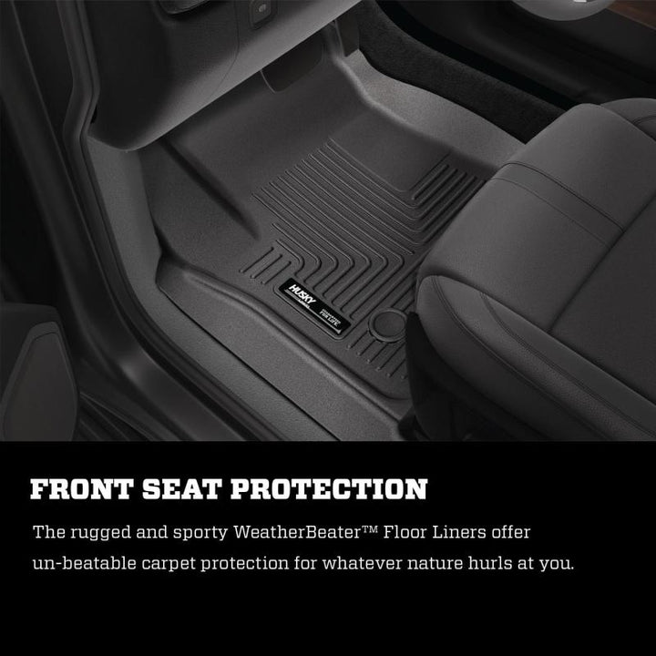 Husky Liners 08-21 Nissan Frontier Crew Cab WeatherBeater Front Row Black Floor Liners - Bull Strap