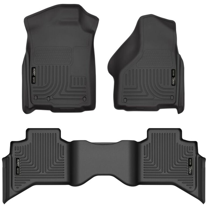 Husky Liners 09-12 Dodge Ram 1500 Quad Cab WeatherBeater Black Front & Second Seat Floor Liner - Bull Strap