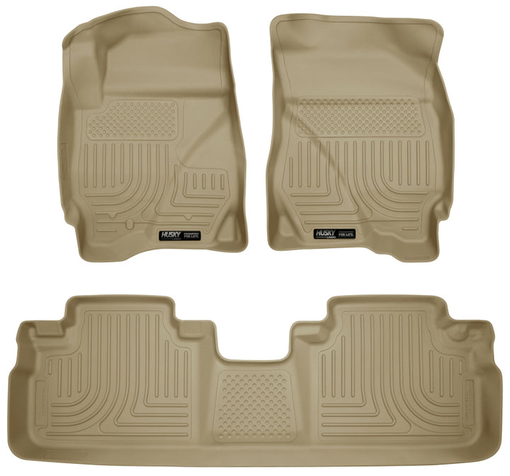 Husky Liners 09-12 Ford Escape/Mazda Tribute (Base/Hybrid) WeatherBeater Combo Tan Floor Liners - Bull Strap