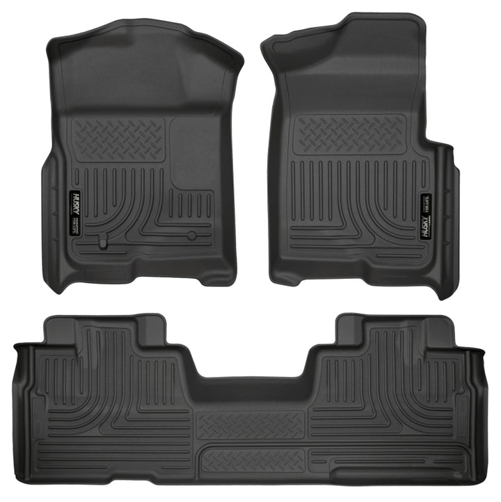 Husky Liners 09-12 Ford F-150 Super Cab WeatherBeater Combo Black Floor Liners - Bull Strap