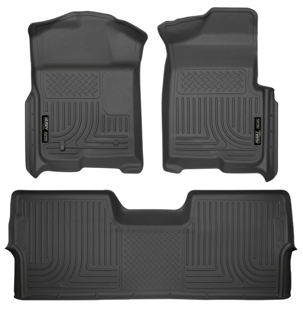 Husky Liners 09-12 Ford F-150 Super Crew Cab WeatherBeater Combo Black Floor Liners - Bull Strap
