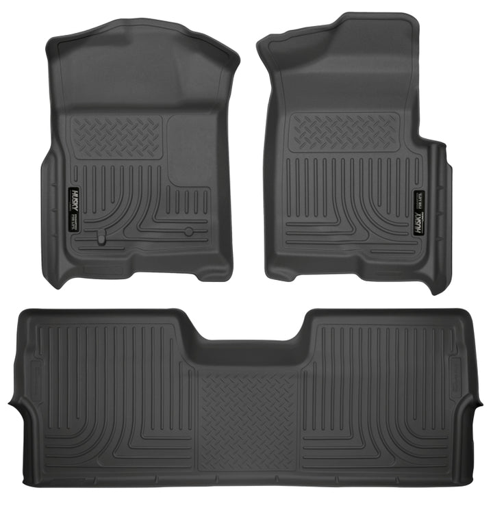 Husky Liners 09-12 Ford F-150 Super Crew Cab WeatherBeater Combo Black Floor Liners - Bull Strap