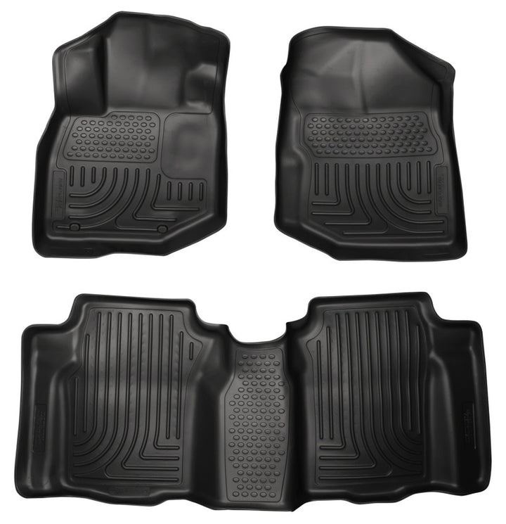 Husky Liners 09-12 Honda Fit WeatherBeater Combo Black Floor Liners - Bull Strap