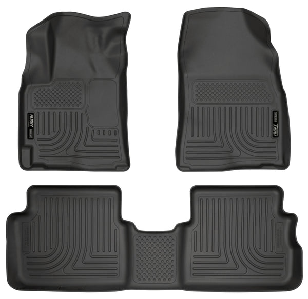 Husky Liners 09-12 Toyota Corolla/Matrix/Pontiac Vibe (FWD) WeatherBeater Combo Black Floor Liners - Bull Strap