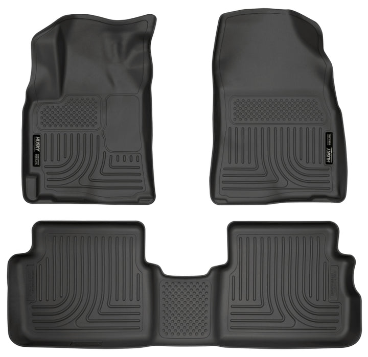 Husky Liners 09-12 Toyota Corolla/Matrix/Pontiac Vibe (FWD) WeatherBeater Combo Black Floor Liners - Bull Strap