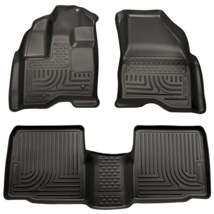 Husky Liners 09-13 Lincoln MKS WeatherBeater Combo Black Floor Liners - Bull Strap