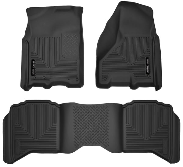 Husky Liners 09-18 Dodge Ram 1500 Crew Cab X-Act Contour Front & Second Seat Floor Liners - Black - Bull Strap