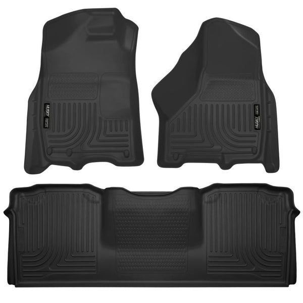 Husky Liners 10-12 Dodge Ram 2500/3500 Mega Cab WeatherBeater Combo Black Floor Liners - Bull Strap