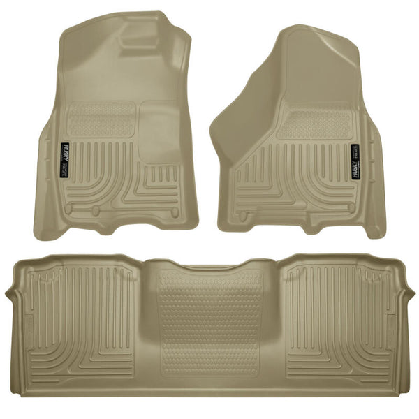 Husky Liners 10-12 Dodge Ram 2500/3500 Mega Cab WeatherBeater Combo Tan Floor Liners - Bull Strap