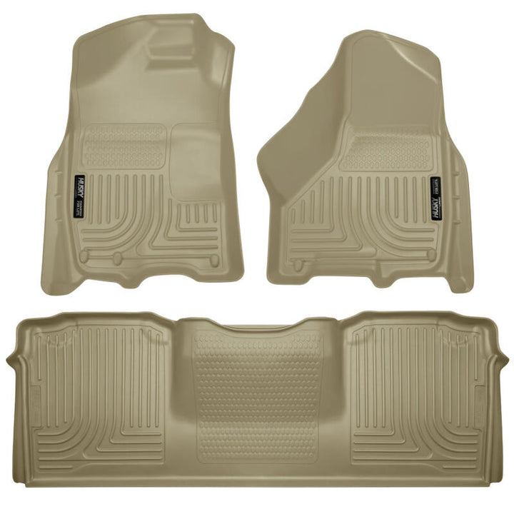 Husky Liners 10-12 Dodge Ram 2500/3500 Mega Cab WeatherBeater Combo Tan Floor Liners - Bull Strap