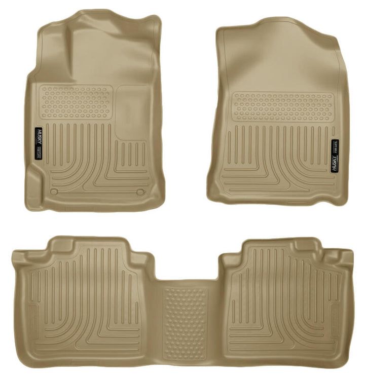 Husky Liners 10-13 Lexus RX350/RX450h WeatherBeater Tan Front & 2nd Seat Floor Liners - Bull Strap