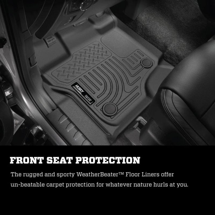 Husky Liners 11-12 Ford SD Crew Cab WeatherBeater Combo Tan Floor Liners (w/o Manual Trans Case) - Bull Strap
