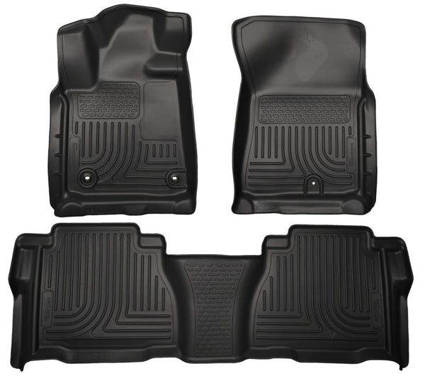 Husky Liners 12-13 Toyota Tundra Weatherbeater Black Front & 2nd Seat Floor Liners - Bull Strap