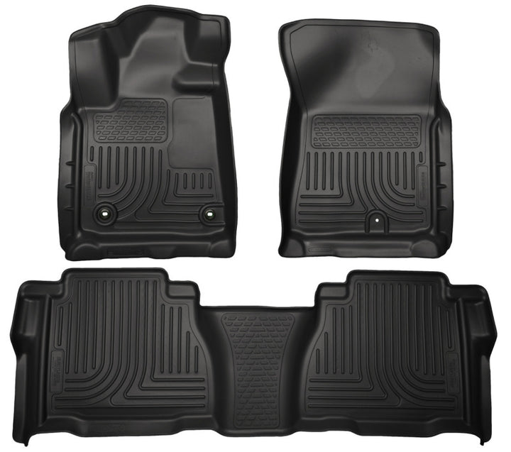 Husky Liners 12-13 Toyota Tundra Weatherbeater Black Front & 2nd Seat Floor Liners - Bull Strap