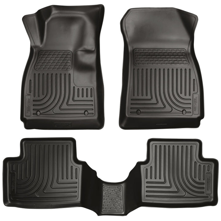 Husky Liners 12-14 Chevrolet Sonic Weatherbeater Black Front & 2nd Seat Floor Liners - Bull Strap