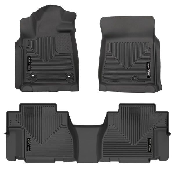 Husky Liners 12-22 Toyota Sequoia Weatherbeater Front & 2nd Seat Floor Liners - Black - Bull Strap