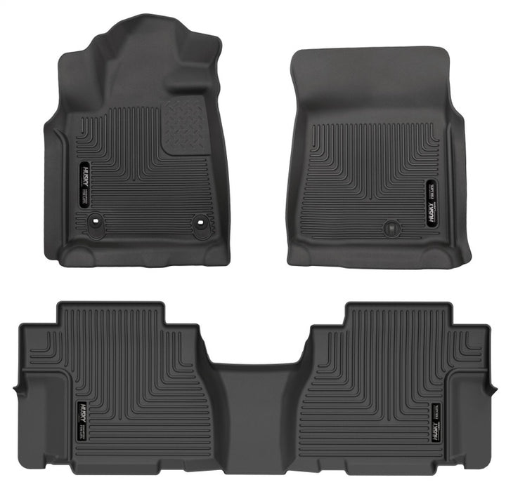 Husky Liners 12-22 Toyota Sequoia Weatherbeater Front & 2nd Seat Floor Liners - Black - Bull Strap