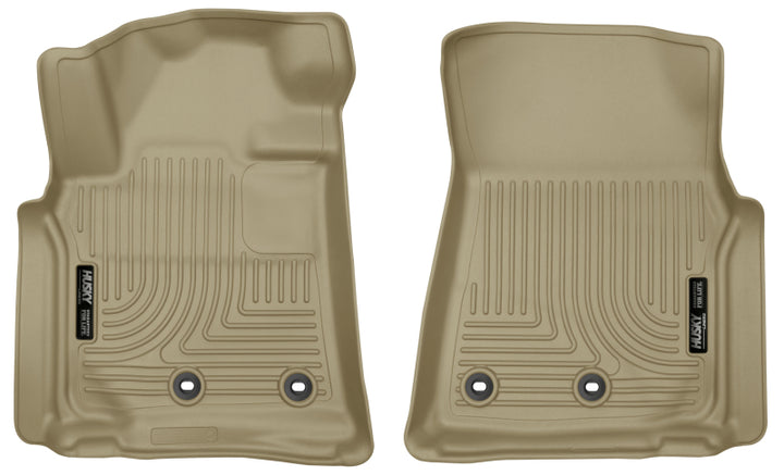 Husky Liners 13-16 Lexus LX570 / 13-16 Toyota Land Cruiser WeatherBeater Front Tan Floor Liners - Bull Strap