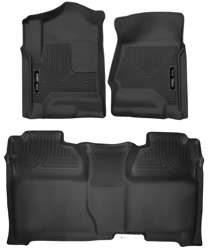 Husky Liners 14-18 Chevrolet Silverado Crew Cab X-Act Contour Front & Second Seat Floor Liners - Bull Strap