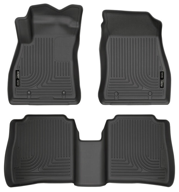 Husky Liners 14-18 Nissan Sentra Weatherbeater Black Front & 2nd Seat Floor Liners - Bull Strap