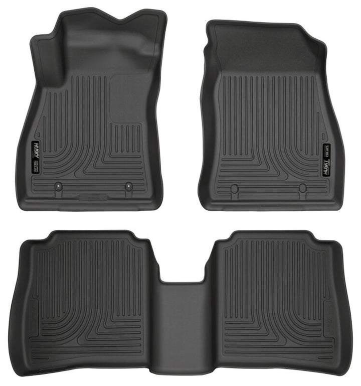 Husky Liners 14-18 Nissan Sentra Weatherbeater Black Front & 2nd Seat Floor Liners - Bull Strap