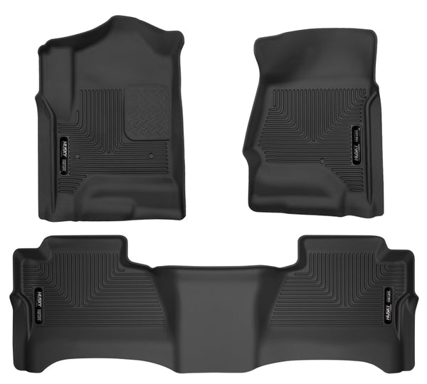 Husky Liners 14 Chevrolet Silverado/GMC Sierra WeatherBeater Black Front & 2nd Seat Floor Liners - Bull Strap