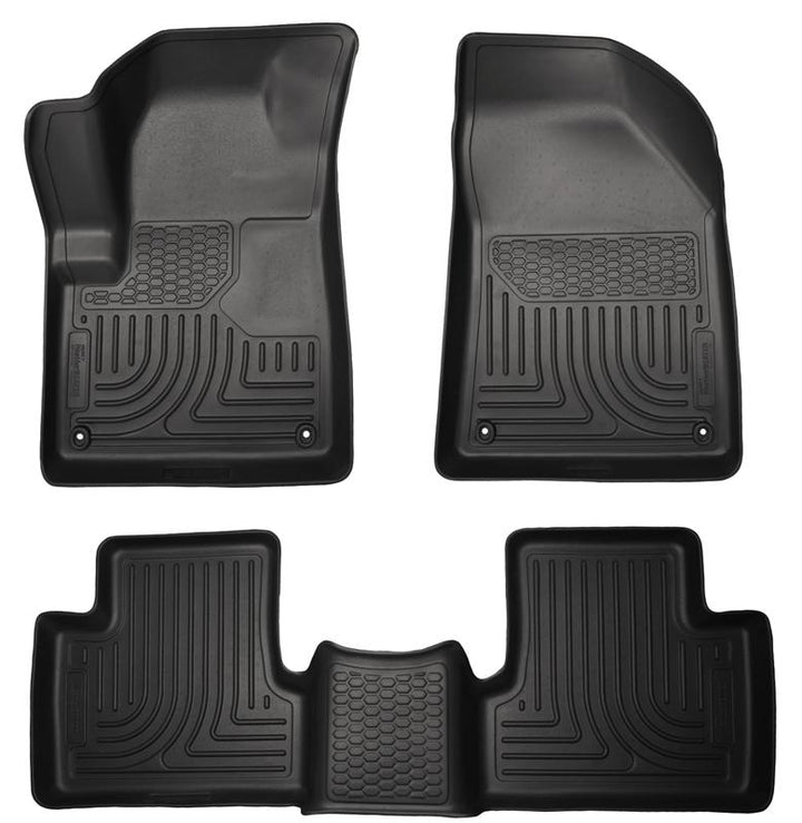 Husky Liners 14 Jeep Cherokee WeatherBeater Black Front and Second Seat Floor Liners - Bull Strap