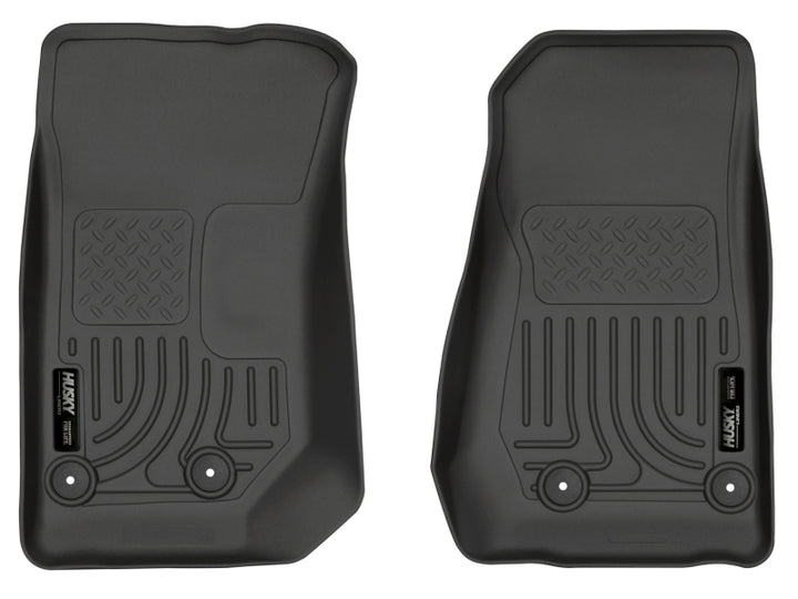 Husky Liners 14 Jeep Wrangler 2/4 Door Weatherbeater Black Front Floor Liners - Bull Strap