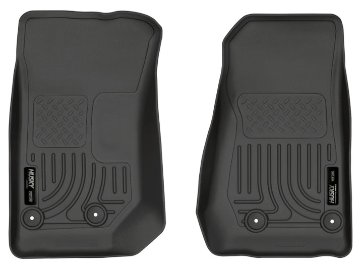 Husky Liners 14 Jeep Wrangler 2/4 Door Weatherbeater Black Front Floor Liners - Bull Strap