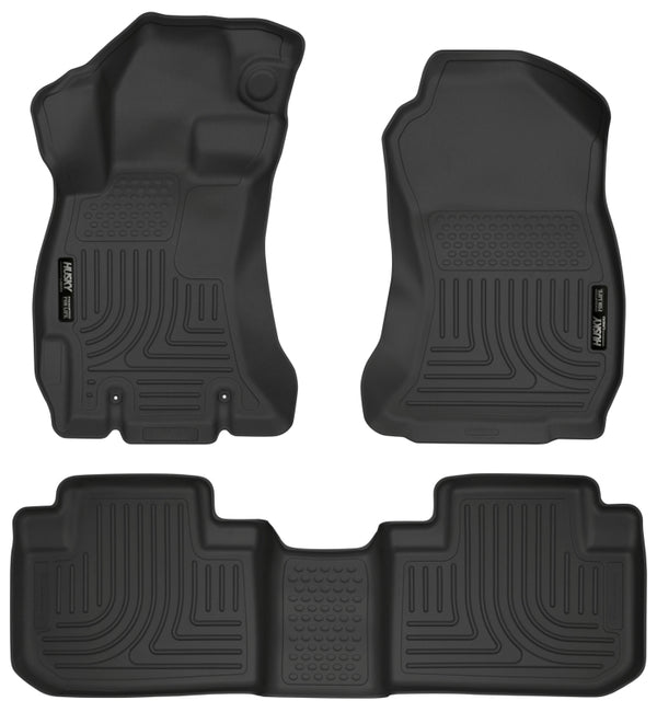Husky Liners 14 Subaru Forester Weatherbeater Black Front & 2nd Seat Floor Liners - Bull Strap