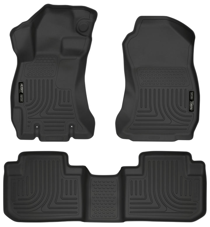 Husky Liners 14 Subaru Forester Weatherbeater Black Front & 2nd Seat Floor Liners - Bull Strap