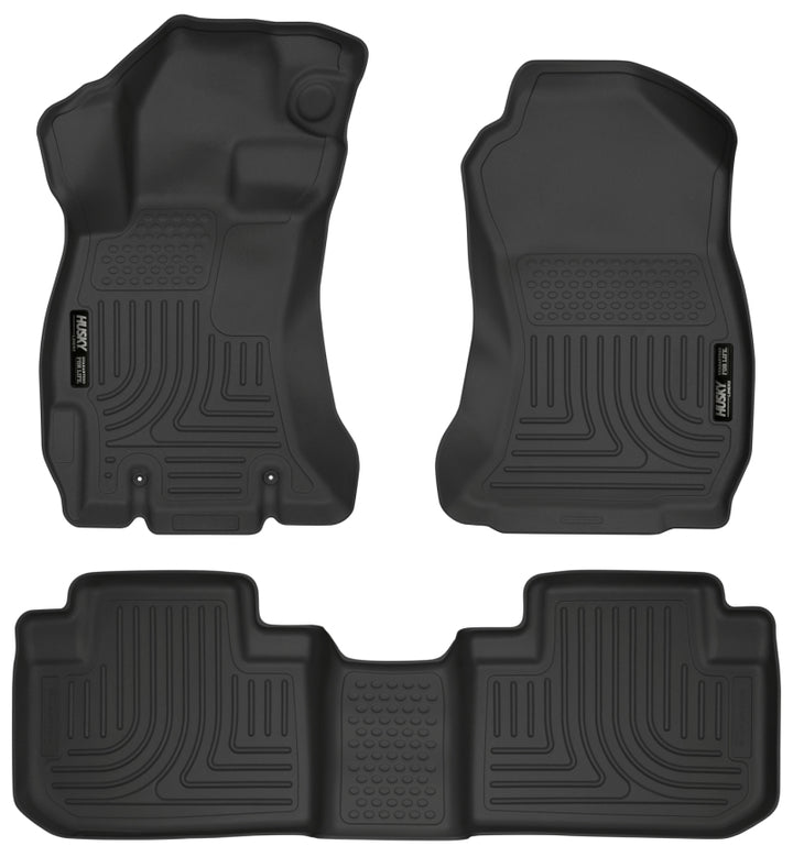 Husky Liners 14 Subaru Forester Weatherbeater Black Front & 2nd Seat Floor Liners - Bull Strap