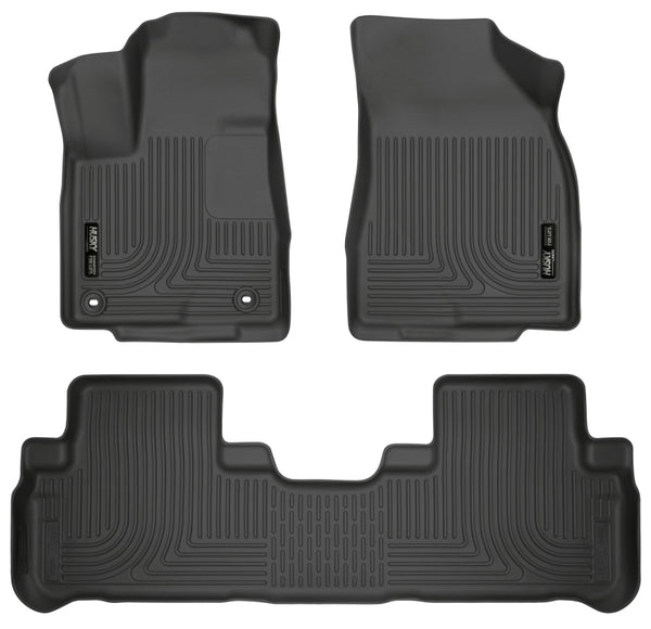 Husky Liners 14 Toyota Highlander Weatherbeater Black Front & 2nd Seat Floor Liners - Bull Strap