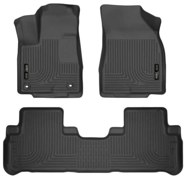 Husky Liners 14 Toyota Highlander Weatherbeater Black Front & 2nd Seat Floor Liners - Bull Strap