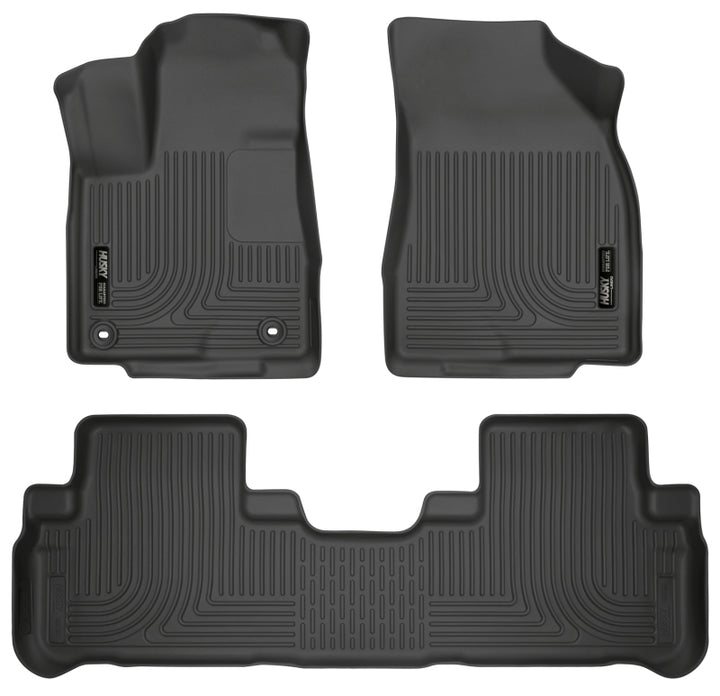 Husky Liners 14 Toyota Highlander Weatherbeater Black Front & 2nd Seat Floor Liners - Bull Strap