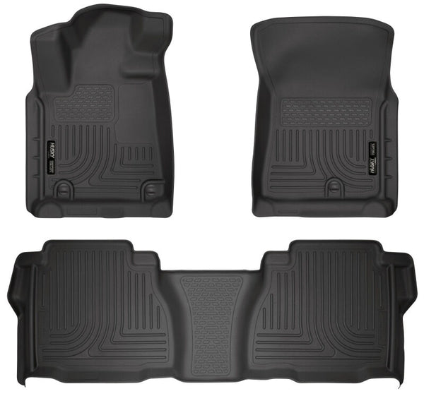Husky Liners 14 Toyota Tundra Weatherbeater Black Front & 2nd Seat Floor Liners - Bull Strap
