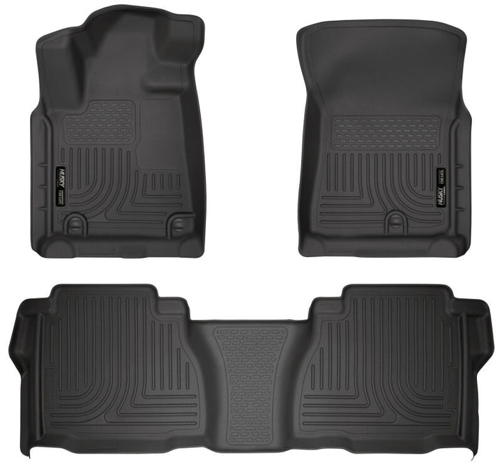 Husky Liners 14 Toyota Tundra Weatherbeater Black Front & 2nd Seat Floor Liners - Bull Strap