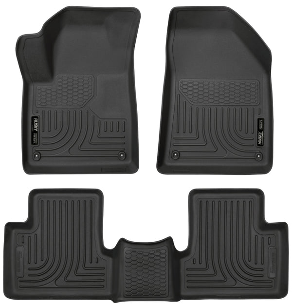 Husky Liners 15-22 Jeep Cherokee WeatherBeater Combo Black Floor Liners - Bull Strap