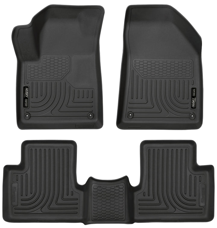 Husky Liners 15-22 Jeep Cherokee WeatherBeater Combo Black Floor Liners - Bull Strap