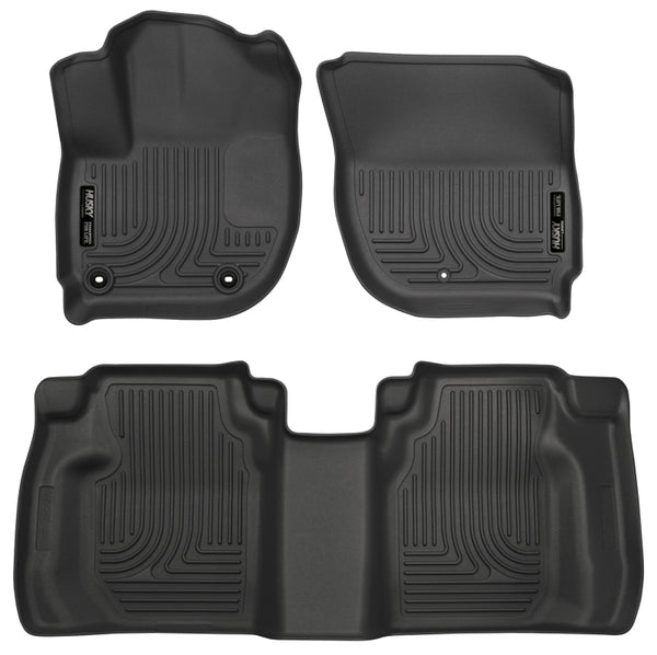 Husky Liners 15 Honda Fit Weatherbeater Black Front and Second Seat Floor Liners - Bull Strap