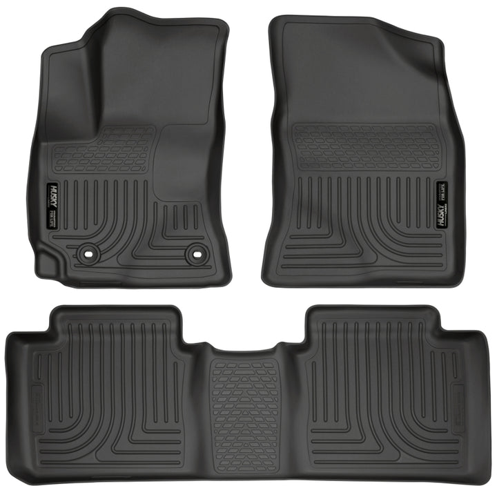 Husky Liners 15 Toyota Corolla Weatherbeater Black Front & 2nd Seat Floor Liners - Bull Strap