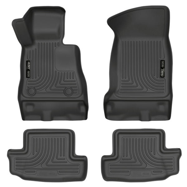 Husky Liners 16-17 Chevy Camaro WeatherBeater Front and Second Row Black Floor Liners - Bull Strap