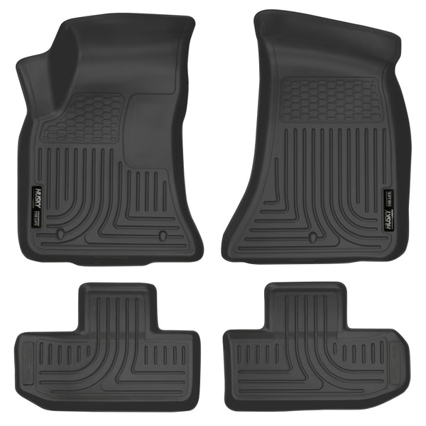 Husky Liners 16-22 Dodge Challenger (RWD) Front & Second Row Black Floor Liners - Bull Strap