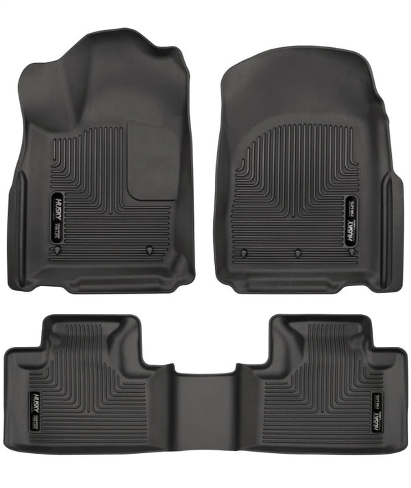 Husky Liners 16-22 Dodge Durango Weatherbeater Black Front & 2nd Seat Floor Liners - Bull Strap